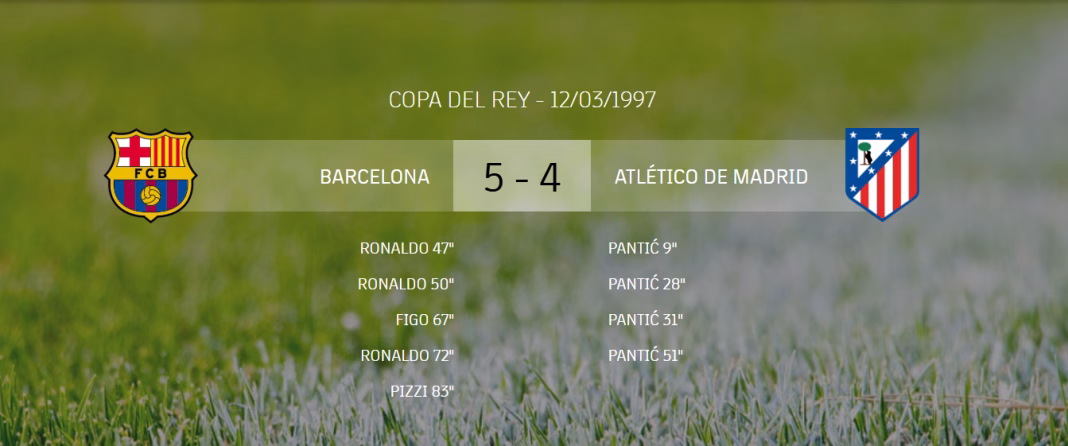 El mítico Barcelona 5 Atlético de Madrid 4 de 1997 en la Copa del Rey Barcelona 5 Atlético de Madrid 4 de 1997